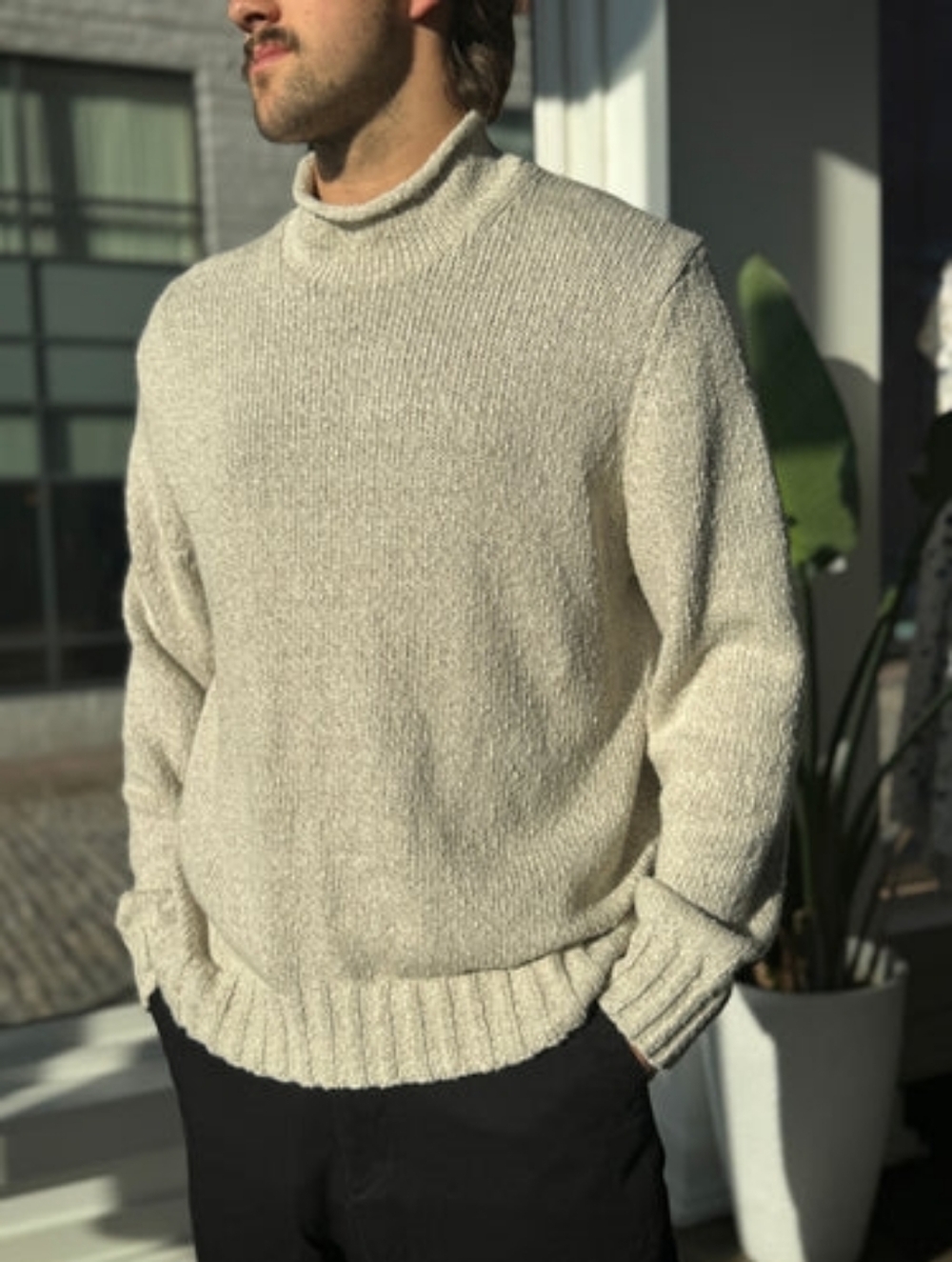 Todd Snyder Men's Oat Mock Sweater - Cozy Knit Pullover 100% Wool  (#D-30)
